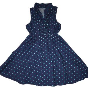 Bailey Blue Dress- Size S - Navy Blue with Polka Dots